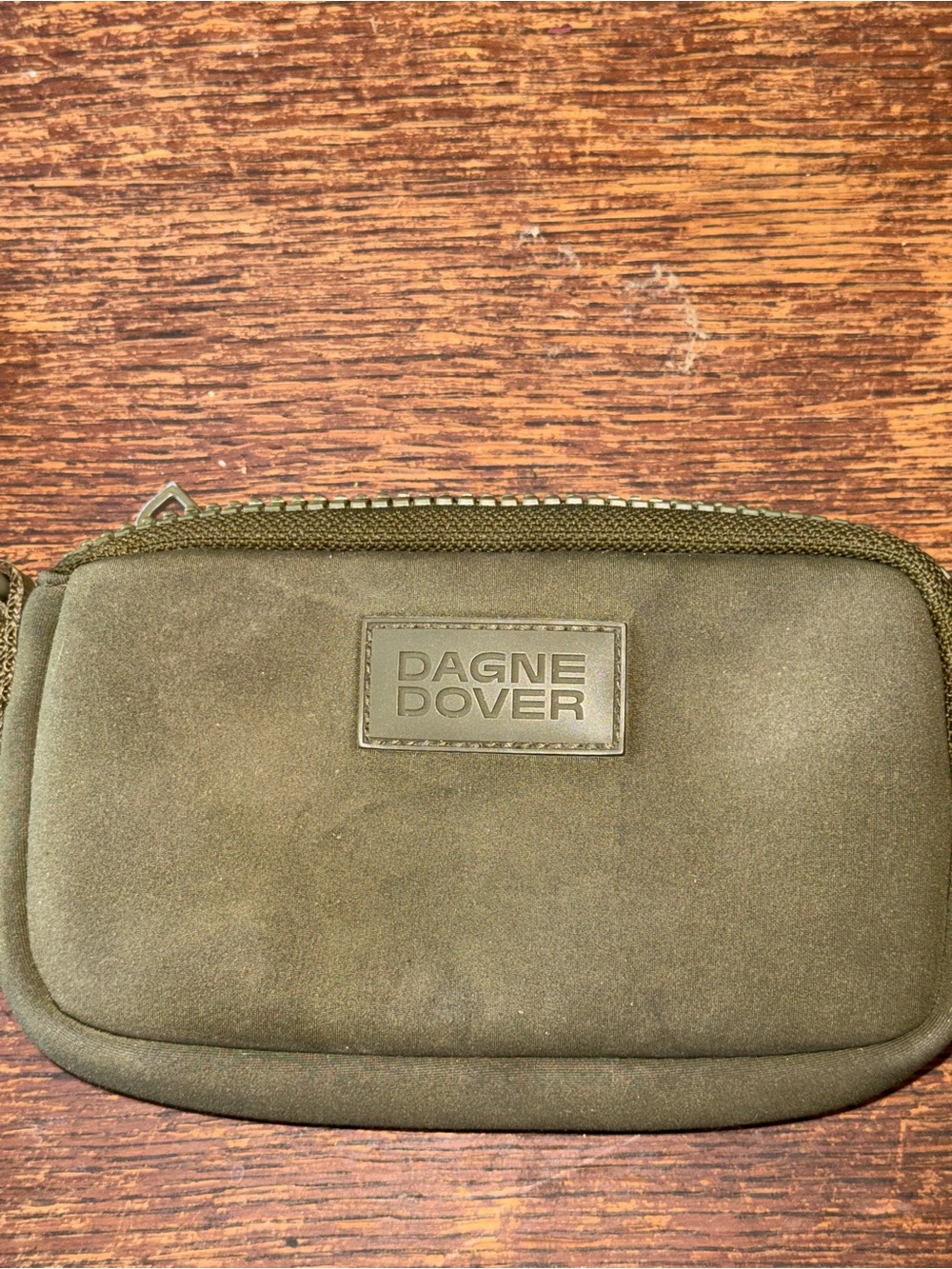 EUC Dagne Dover Maya dark moss neoprene phone sling crossbody bag